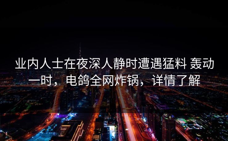 业内人士在夜深人静时遭遇猛料 轰动一时,电鸽全网炸锅,详情了解 业内人士在夜深人静时遭遇猛料 轰动一时,电鸽全网炸锅,详情了解