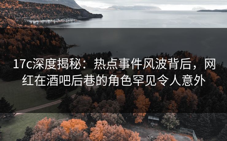 17c深度揭秘：热点事件风波背后，网红在酒吧后巷的角色罕见令人意外